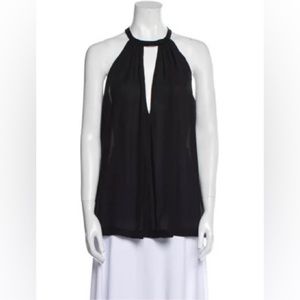 A.L.C. Sleeveless Black Silk V Neck Tank Top, Small